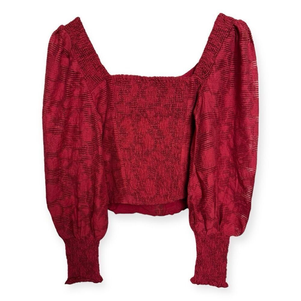 Anthropologie Romantic Puff-Sleeved Blouse Raspberry XS - Picture 5 of 9